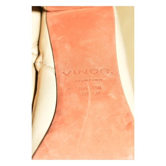 $650 VINCE Pilar Leather Knee Boot HEEL POINTY TOE MACADAMIA BEIGE 7.5 (MG7) - Picture 7 of 7